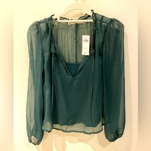 Abercrombie Long Sleeve Tie-Front Chiffon Top (NWT)